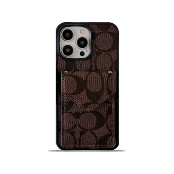 Coach iPhone ケース カード ホルダーとストラップ付き ダークブラウン -SJ240513