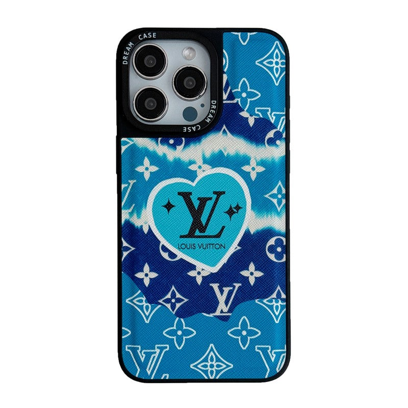 Custodia per iPhone in pelle blu Lou