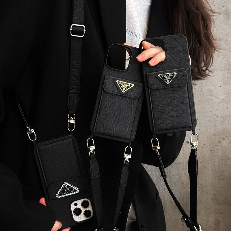Étui pour iPhone en cuir à bandoulière Pra