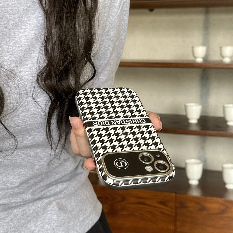 CD Blanco & Funda de cuero marrón para iPhone