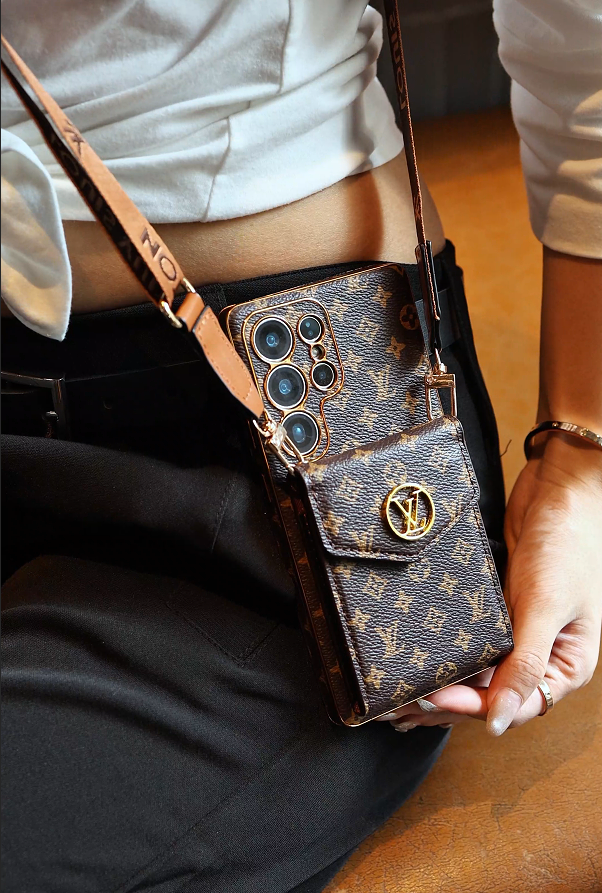 Advanced Leather Samsung Phone Case with Wallet and Strap.