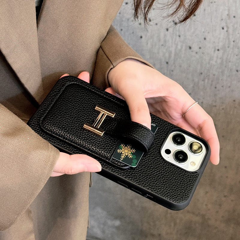 H 카드 홀더 가죽 아이폰 케이스