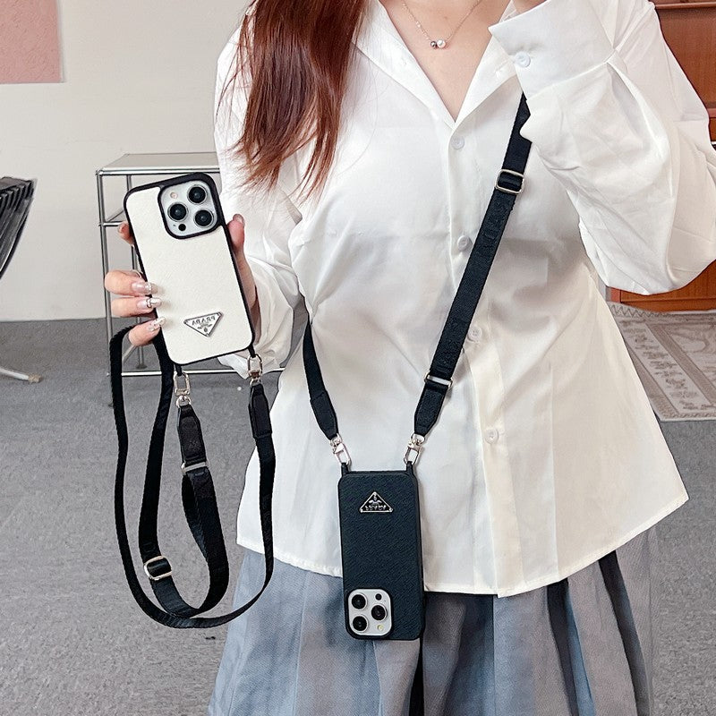 Pra 크로스바디 가죽 아이폰 케이스