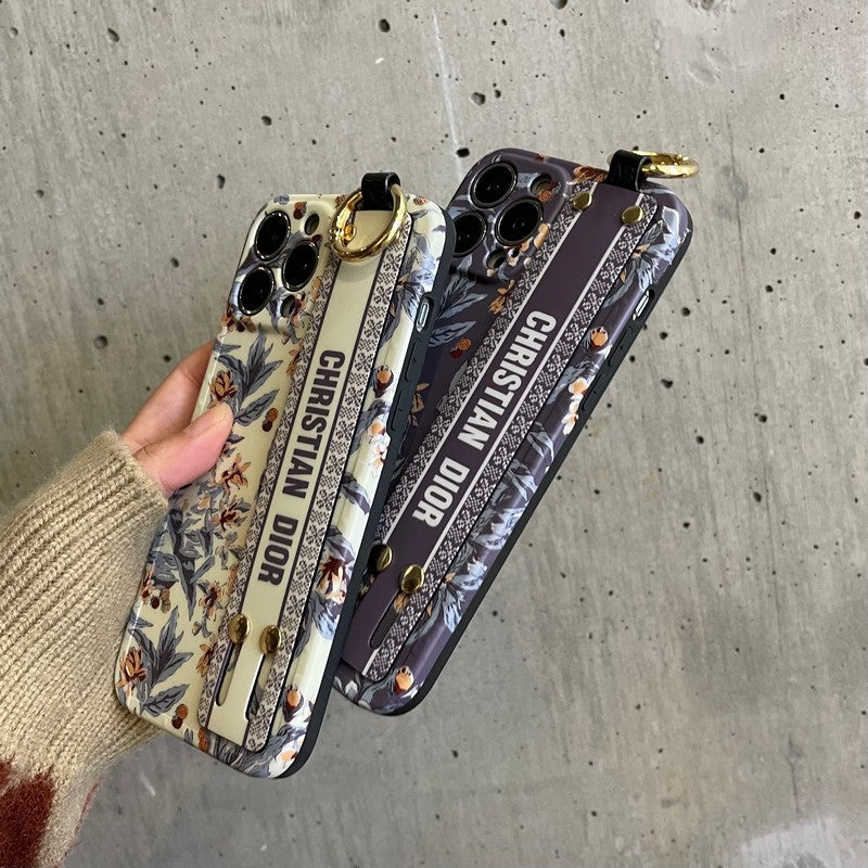 CD 퍼플 & 화이트 손목 밴드 아이폰 케이스