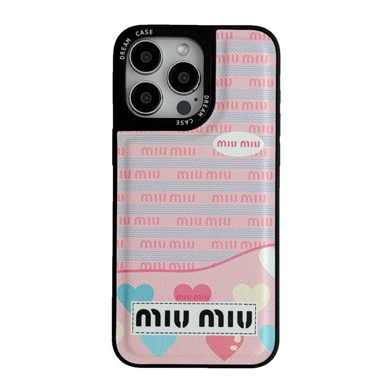 Miu Green & Roze leren iPhone-hoesje