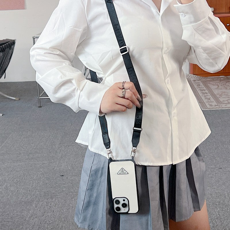 Pra 크로스바디 가죽 아이폰 케이스