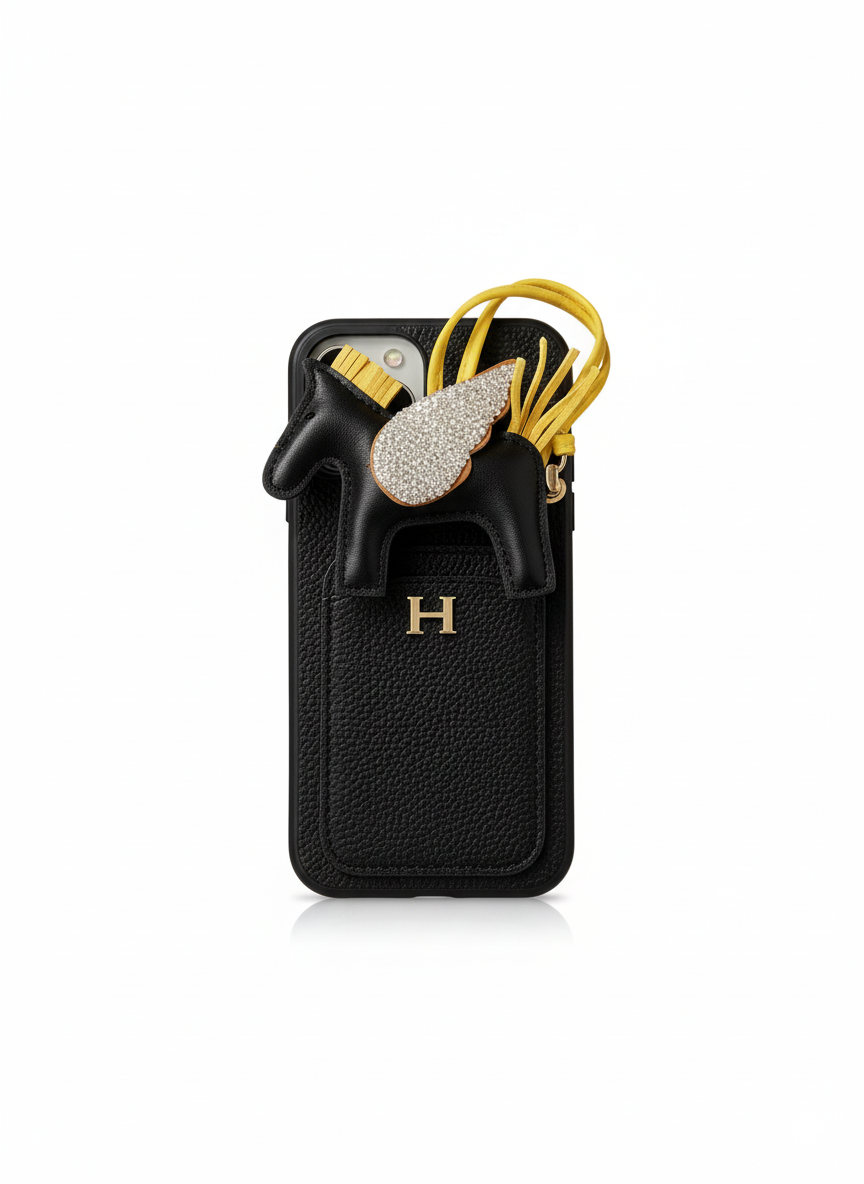 2025Nueva llegada  Funda de cuero con colgante para iPhone con tarjetero H