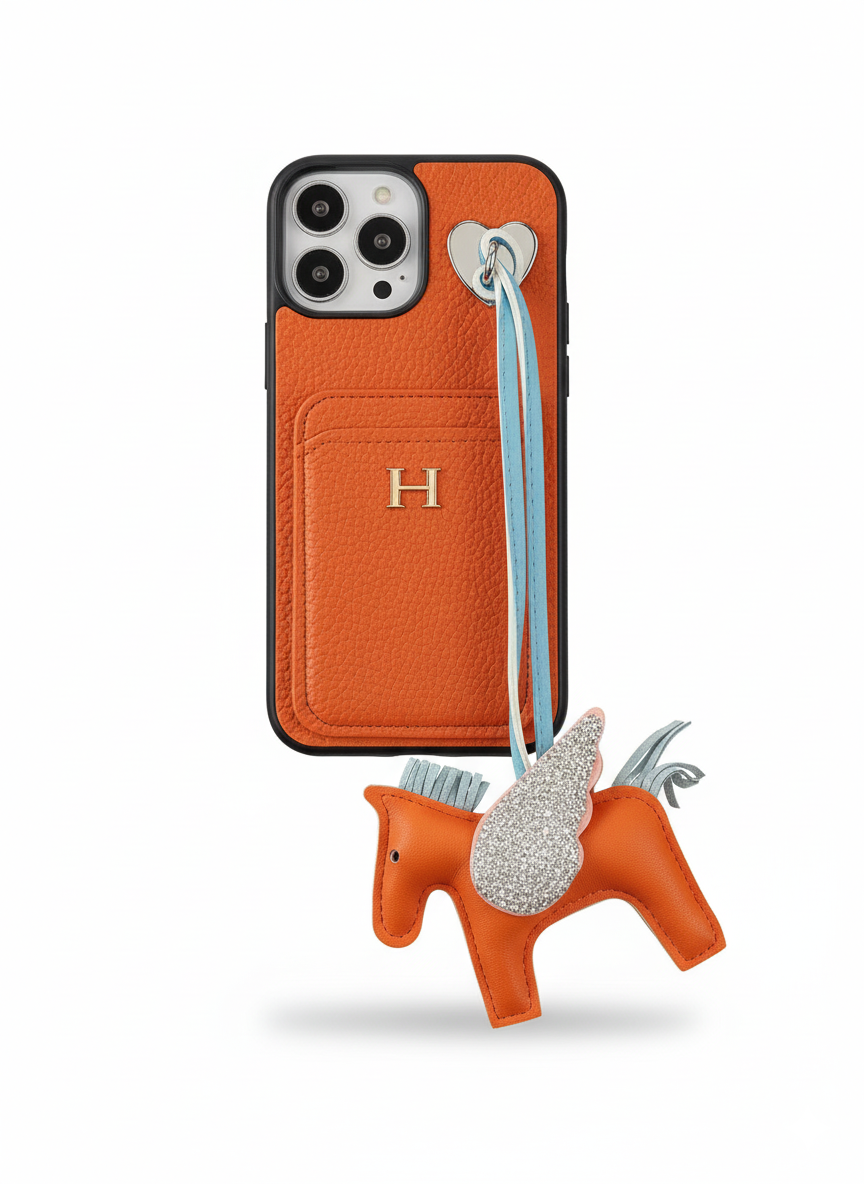 2025Nueva llegada  Funda de cuero con colgante para iPhone con tarjetero H