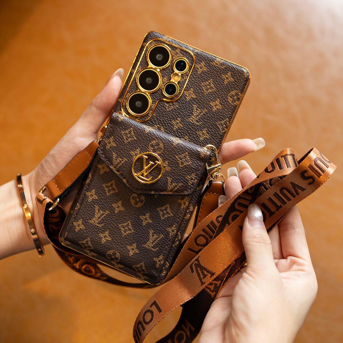 Advanced Leather Samsung Phone Case with Wallet and Strap.