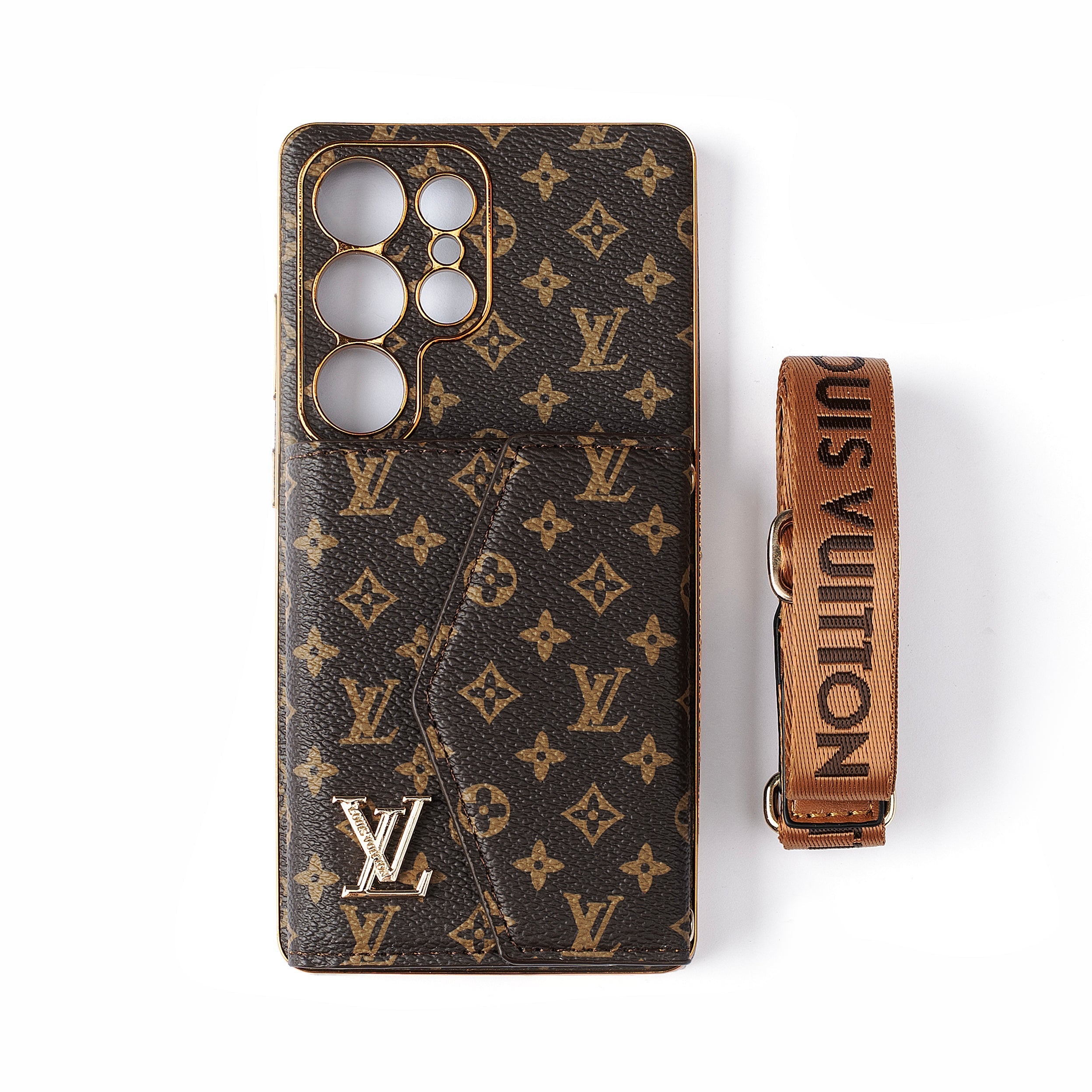 Advanced Leather Samsung Phone Case with Wallet and Strap.