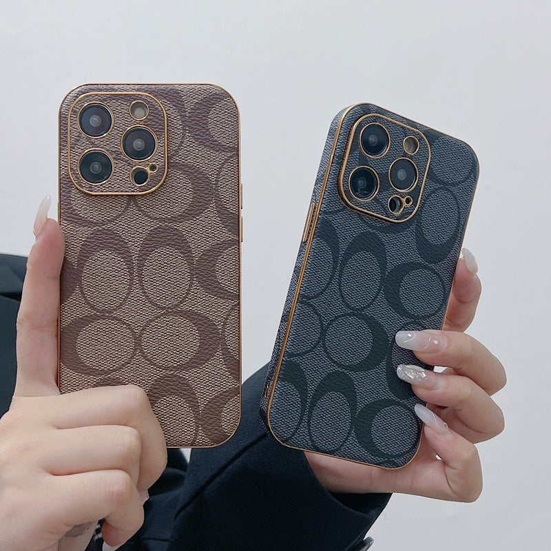 Custodia per iPhone Coach in pelle marrone chiaro -QBK240513