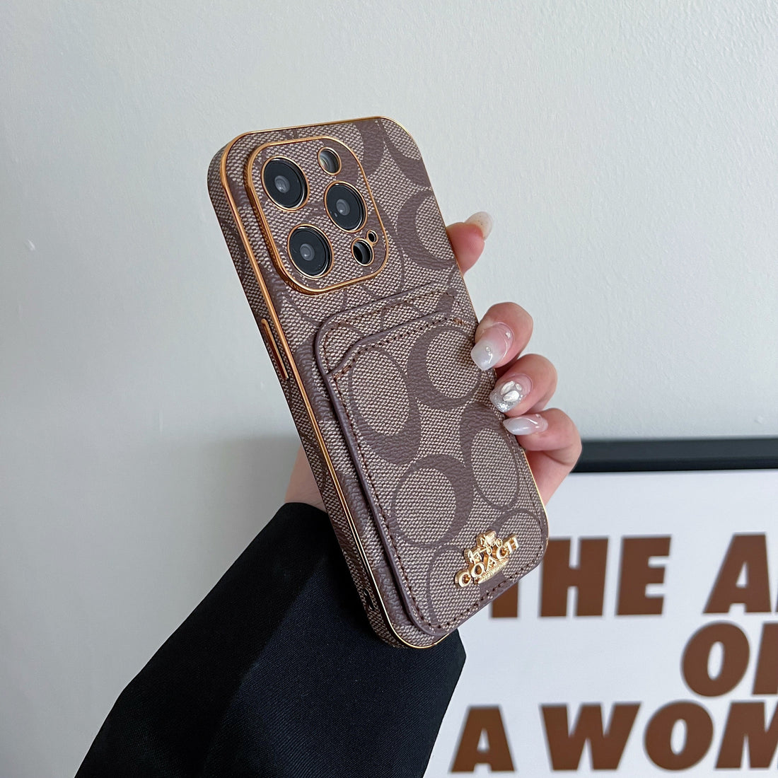 Custodia per iPhone Coach con porta carte Caffè -KB241651