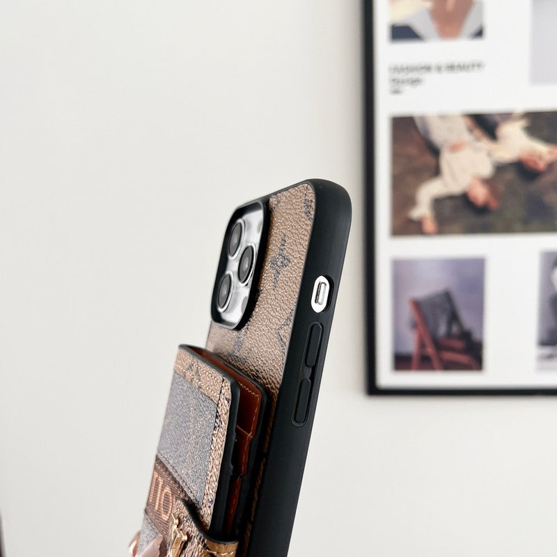 ルー カード バッグ チェーン クラシック ブラウン iPhone ケース