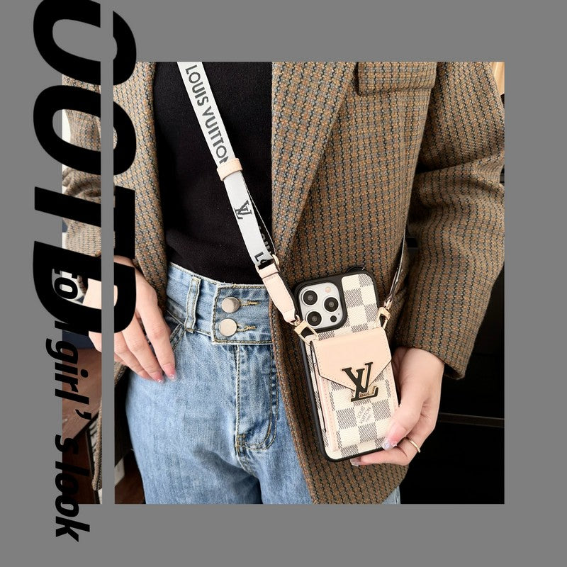 Bolso Lou Card con cadena de cinco colores Funda y vinilo para iPhone