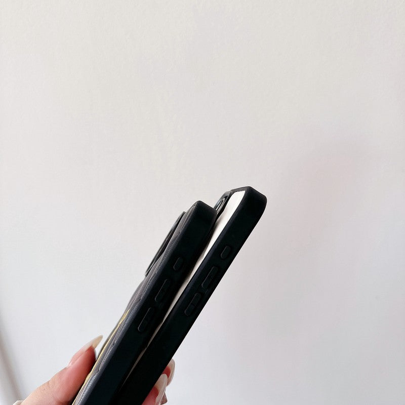 セントブラック & ホワイトレザーiPhoneケース