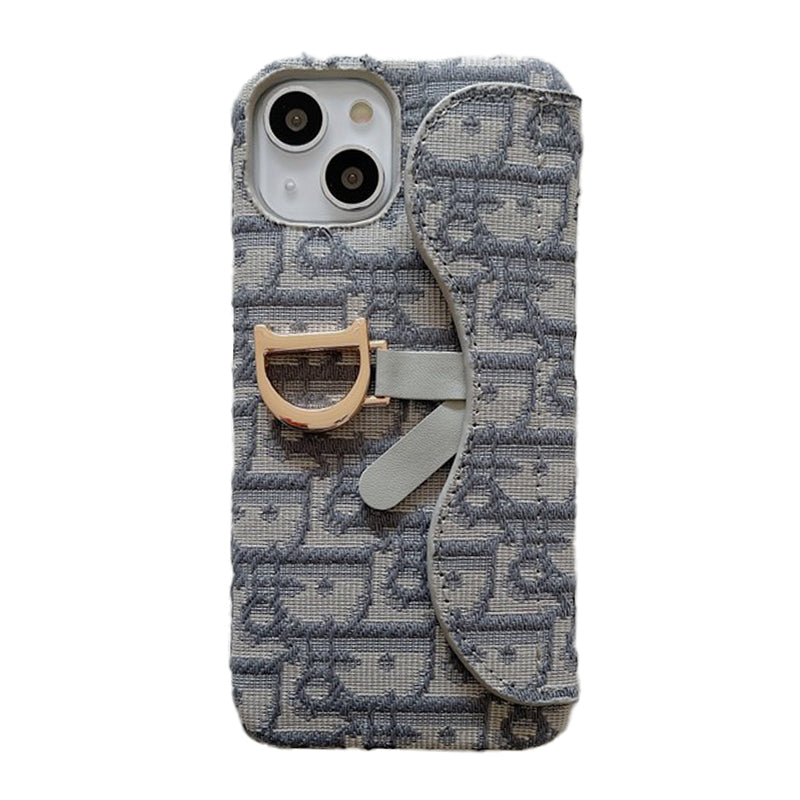 CDブラック & グレーファブリックiPhoneケース