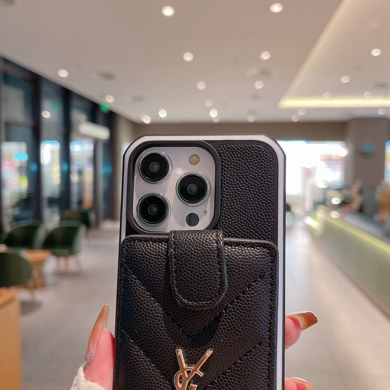 세인트 카드 백 컬러 가죽 아이폰 케이스