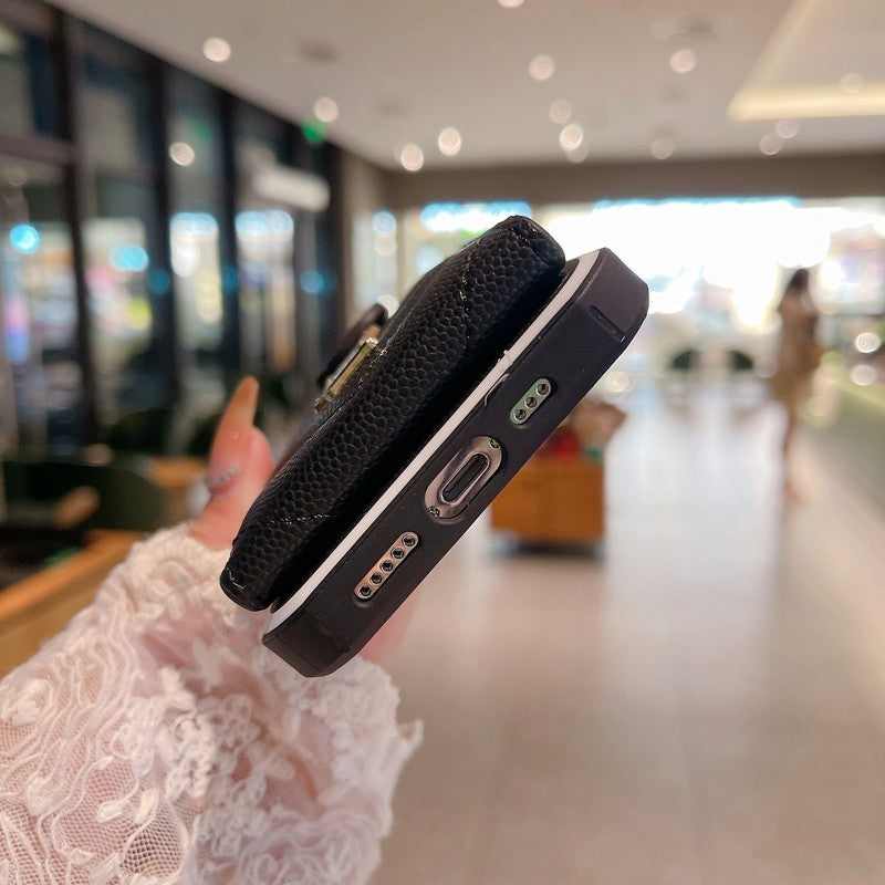 세인트 카드 백 컬러 가죽 아이폰 케이스