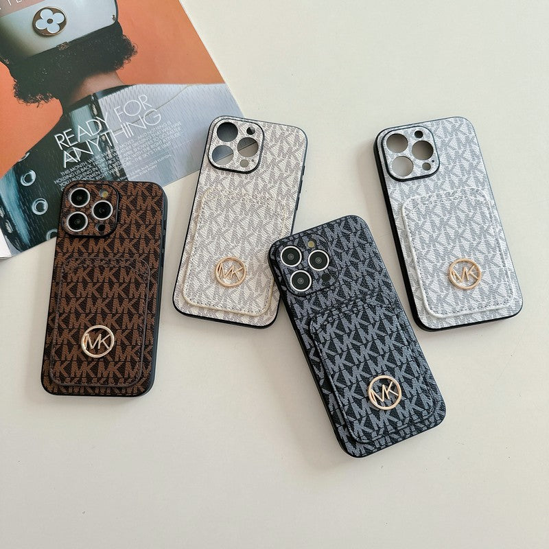 MK カードバッグ ゴールドロゴ iPhone ケース