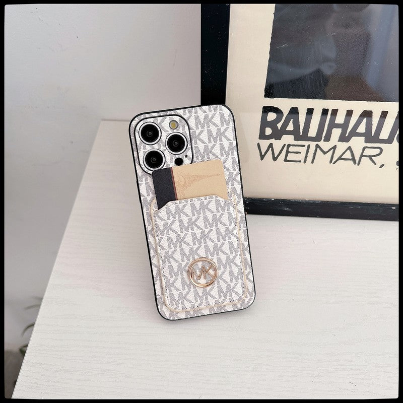 MK カードバッグ ゴールドロゴ iPhone ケース