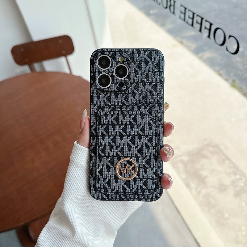 MK カードバッグ ゴールドロゴ iPhone ケース