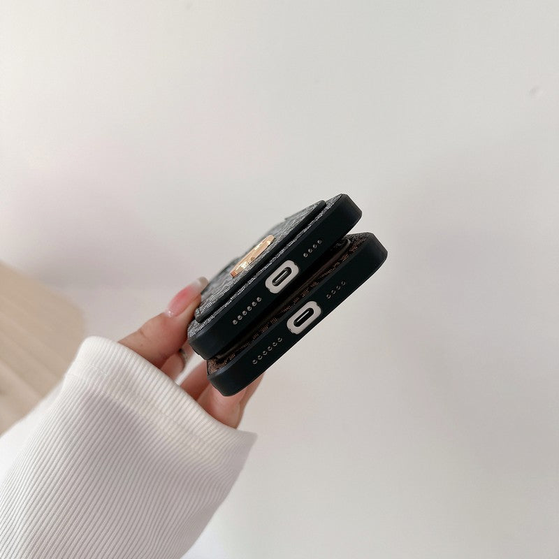 MK カードバッグ ゴールドロゴ iPhone ケース