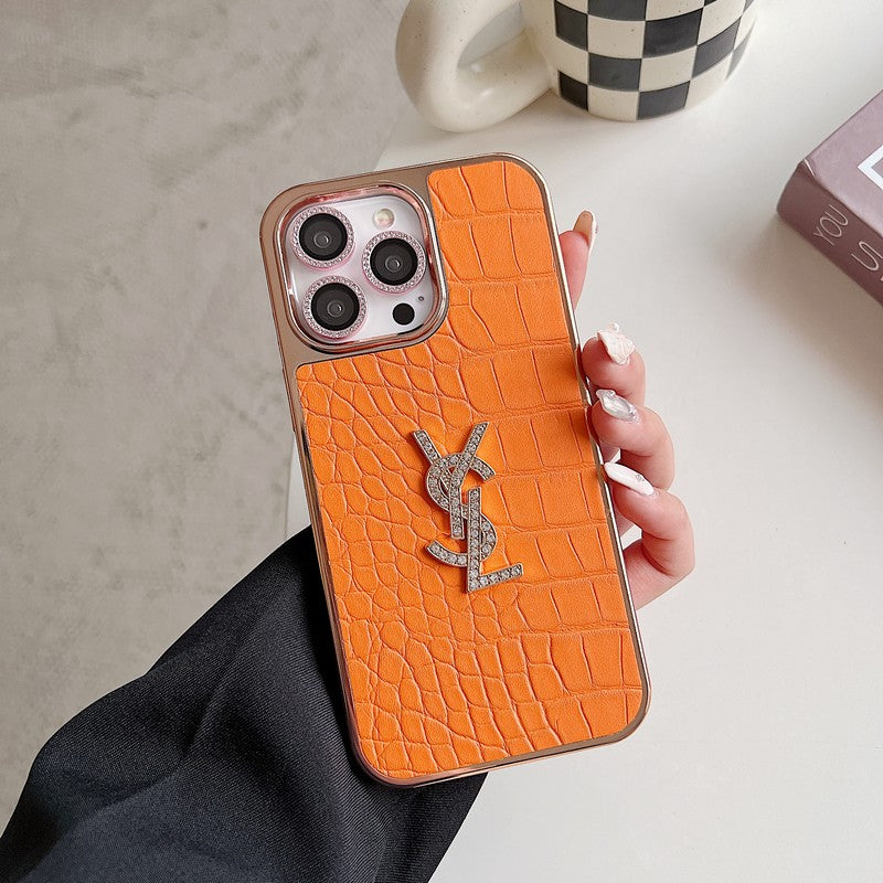 세인트 컬러 가죽 로즈 골드 아이폰 케이스