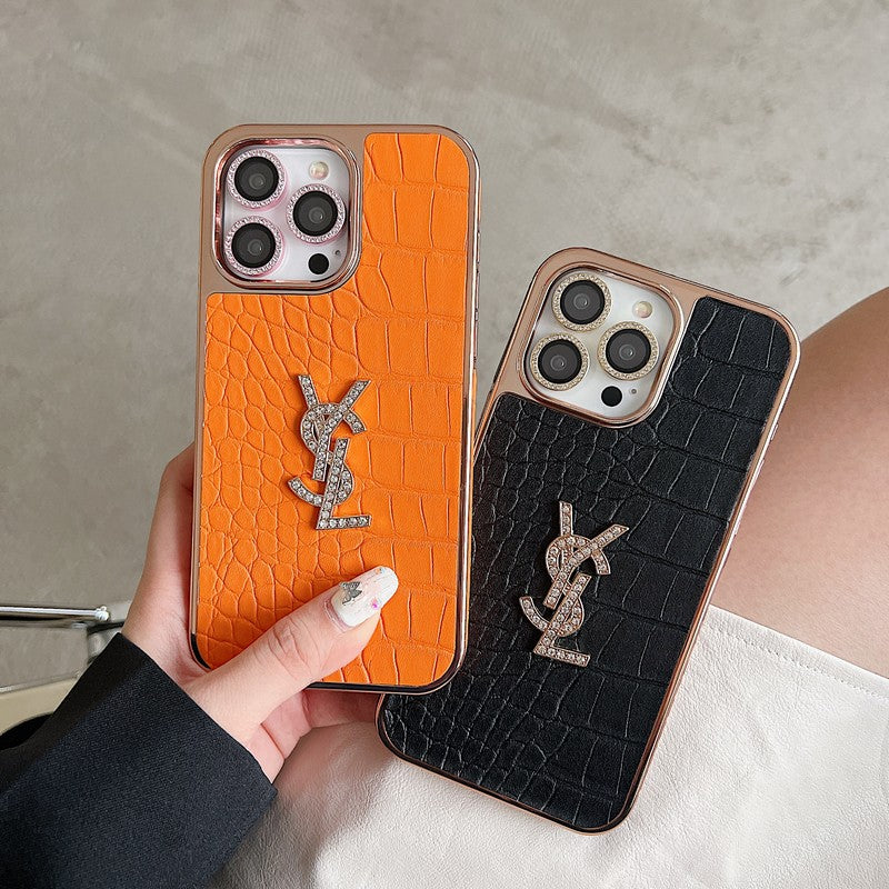 세인트 컬러 가죽 로즈 골드 아이폰 케이스