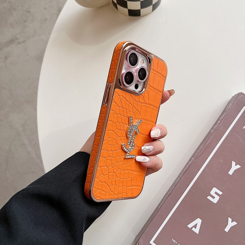 세인트 컬러 가죽 로즈 골드 아이폰 케이스