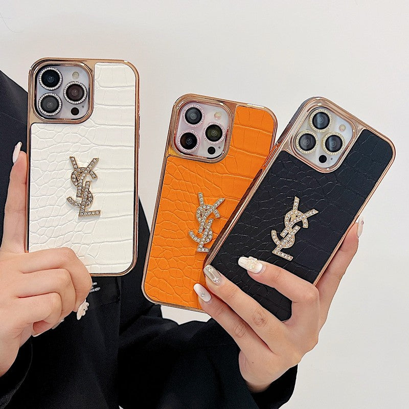 세인트 컬러 가죽 로즈 골드 아이폰 케이스