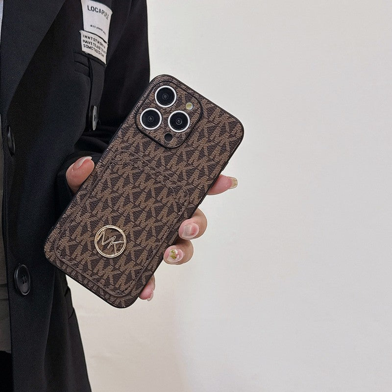 MK カードバッグ ゴールドロゴ iPhone ケース