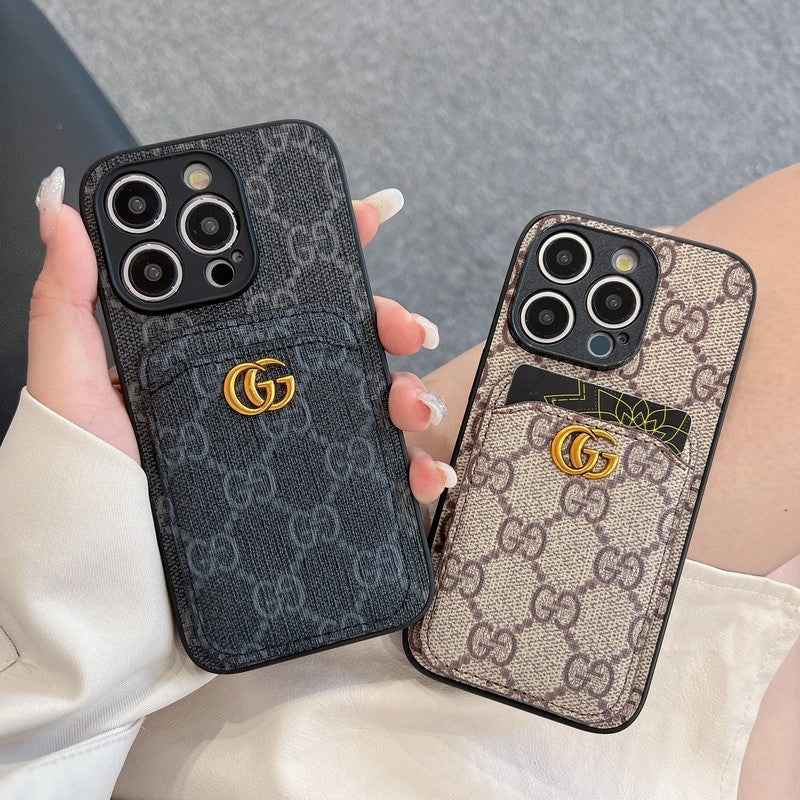 Funda de iPhone clásica con bolso para tarjetas GG