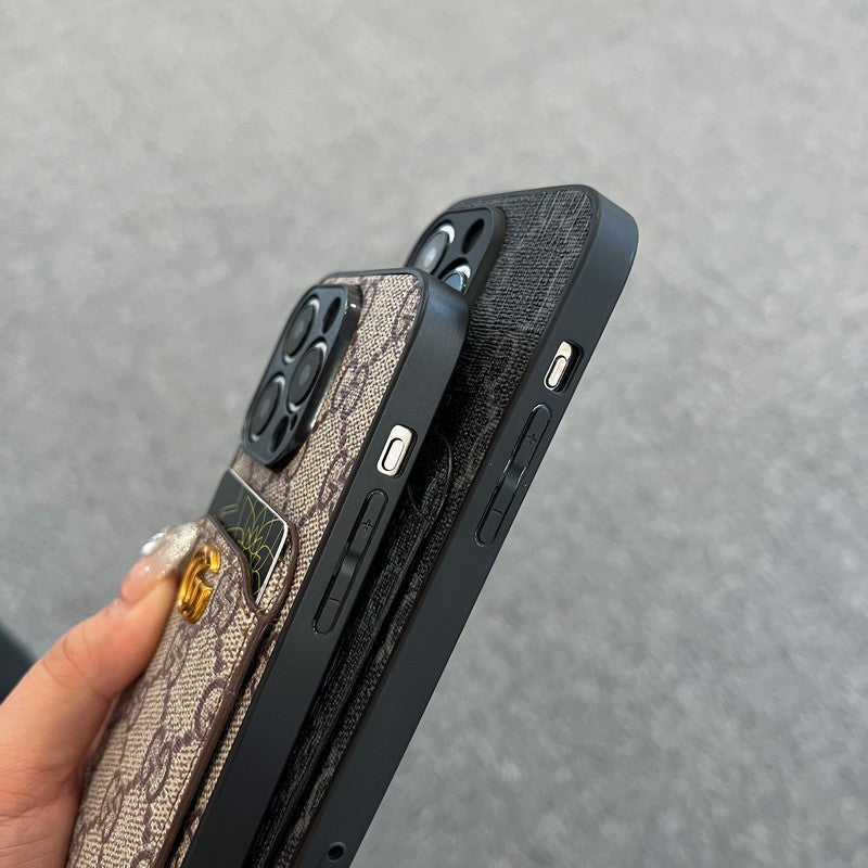 Funda de iPhone clásica con bolso para tarjetas GG