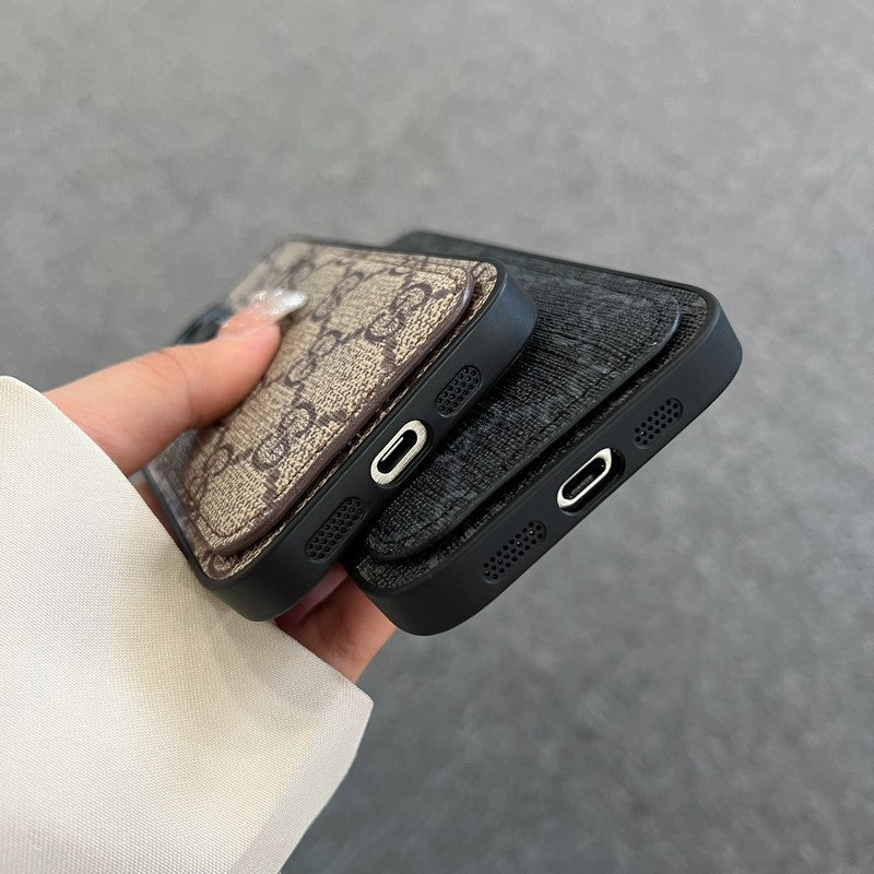 Funda de iPhone clásica con bolso para tarjetas GG