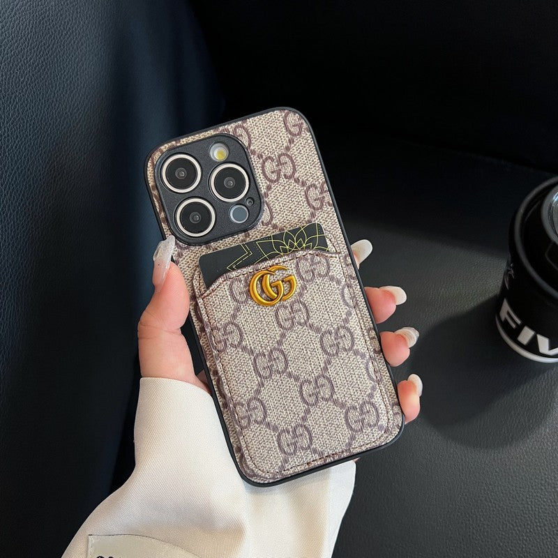 Funda de iPhone clásica con bolso para tarjetas GG