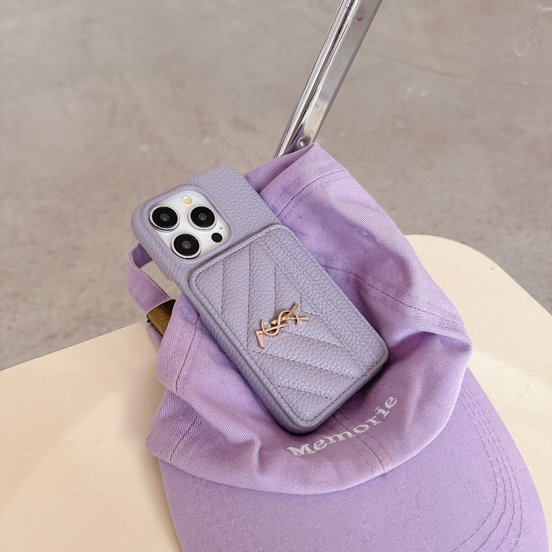 세인트 카드 백 컬러 가죽 아이폰 케이스