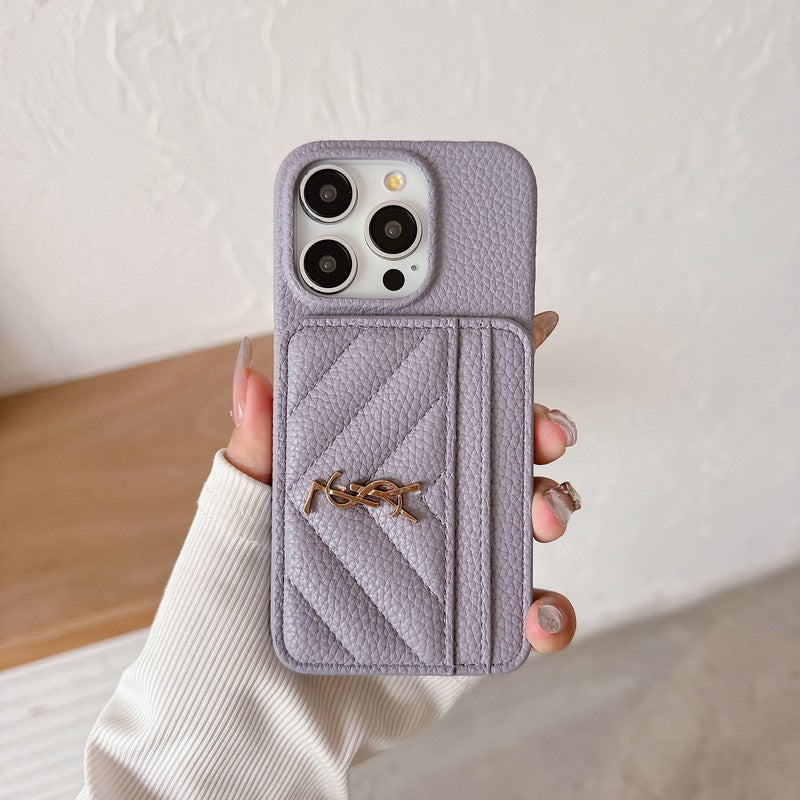 Custodia per iPhone in pelle con borsa per carte di San