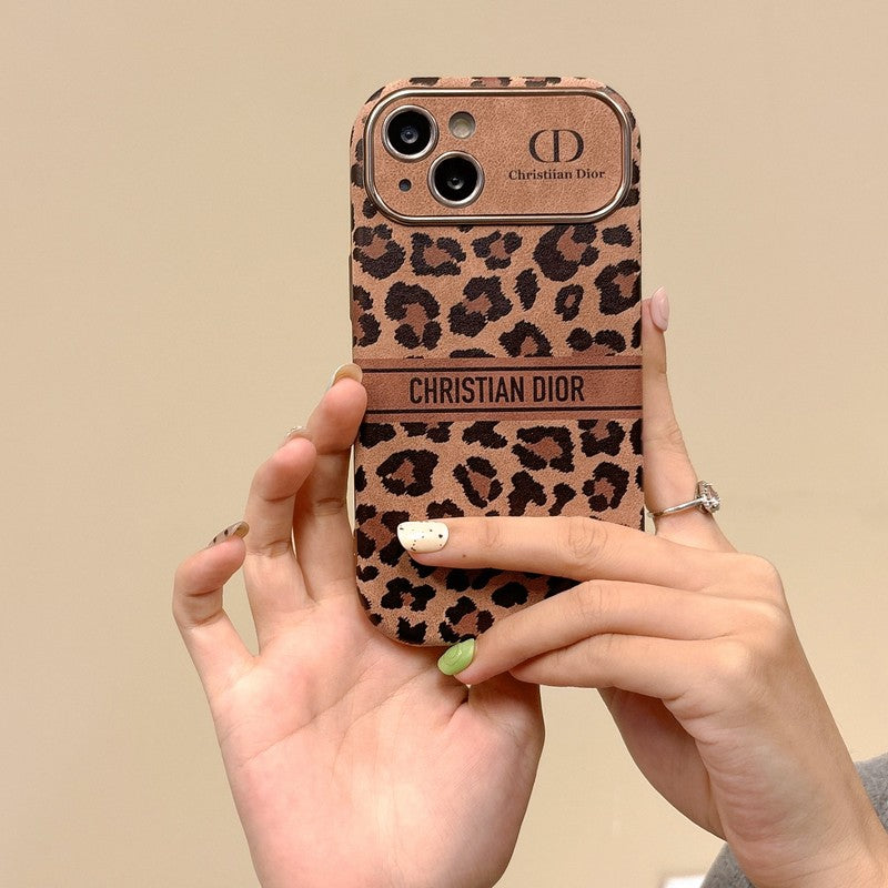 CDブラウンカラーレザーiPhoneケース