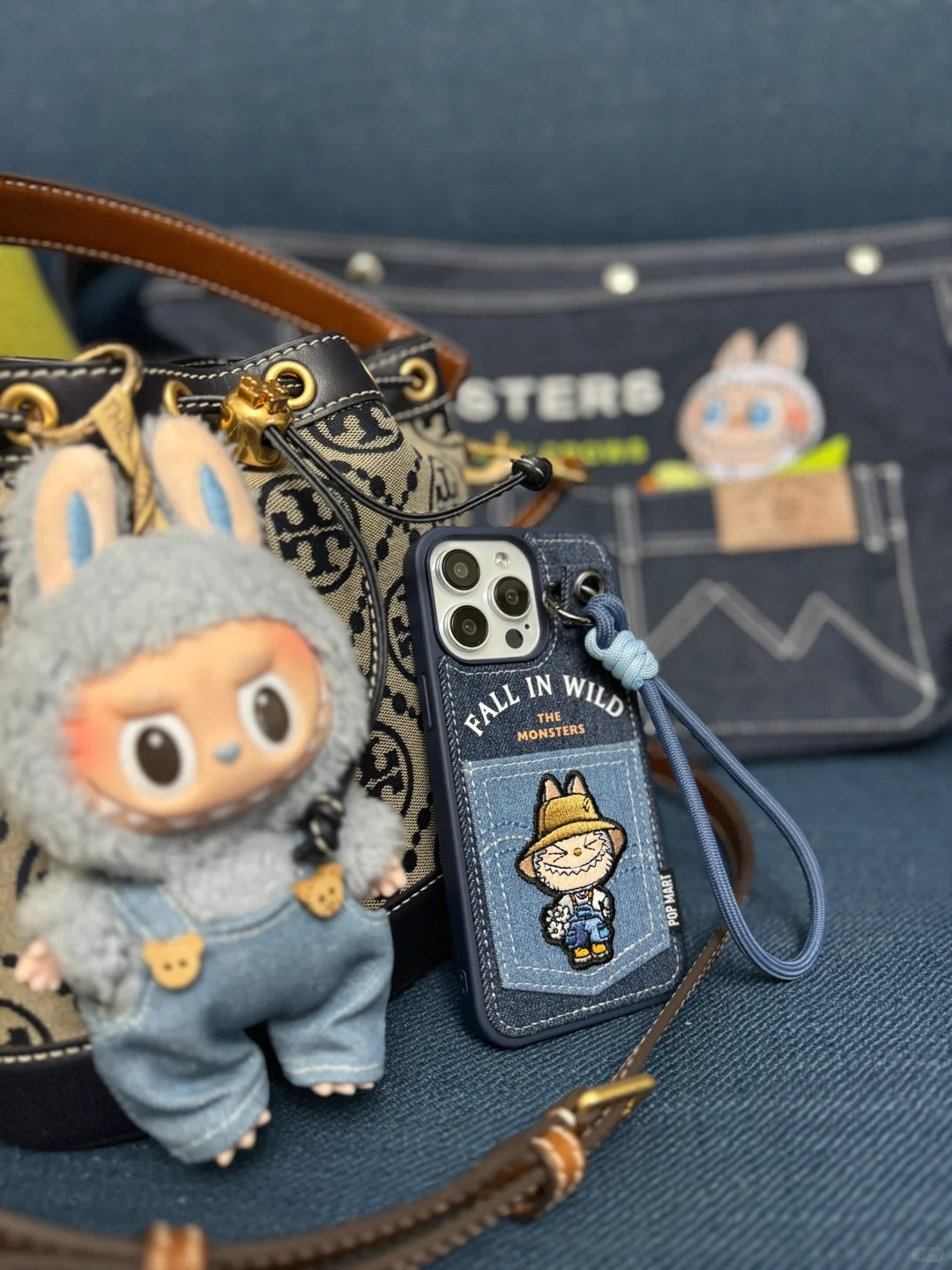 Labubu Denim Phone Case - Detachable Strap | Mini Pouch