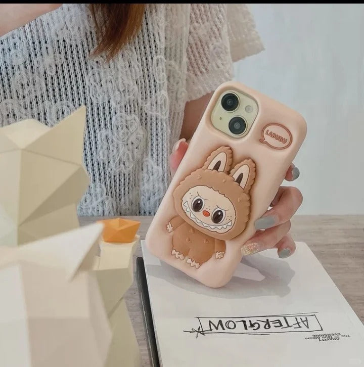 Soft Silicone Labubu Kickstand Phone Case -  Sturdy Shockproof Design