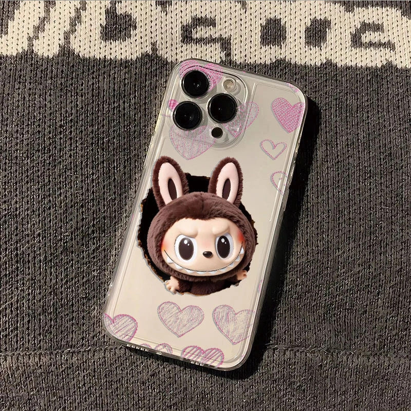 Labubu Adorable Bunny Embossed Clear Phone Case - For iPhone Models