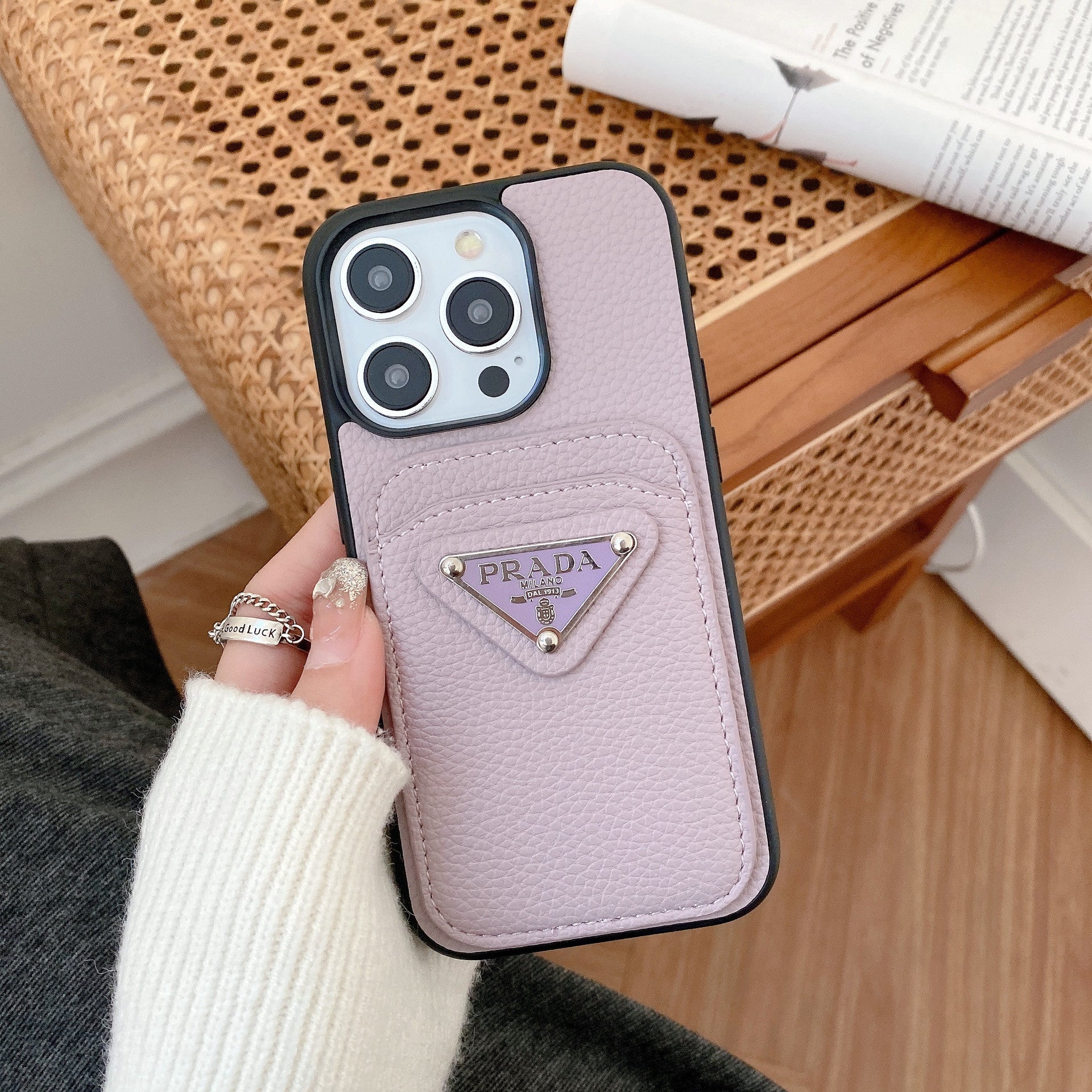 Cás iPhone Dath Sealbhóir Cárta Pra