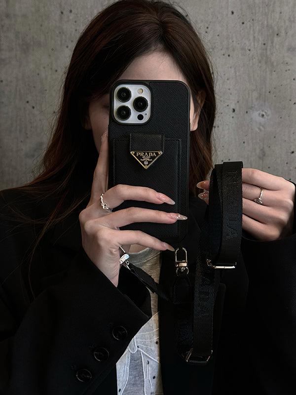 Pra 크로스바디 가죽 아이폰 케이스