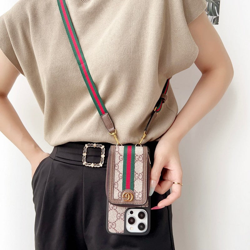 루 GG 카드 홀더 체인 아이폰 케이스