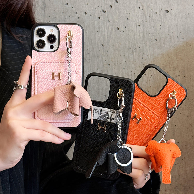 2025Nueva llegada &nbsp;Funda de cuero con colgante para iPhone con tarjetero H