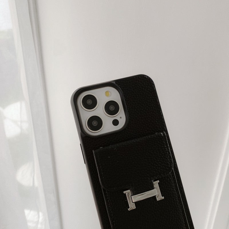 H 카드백 가죽 크로스바디 아이폰 케이스