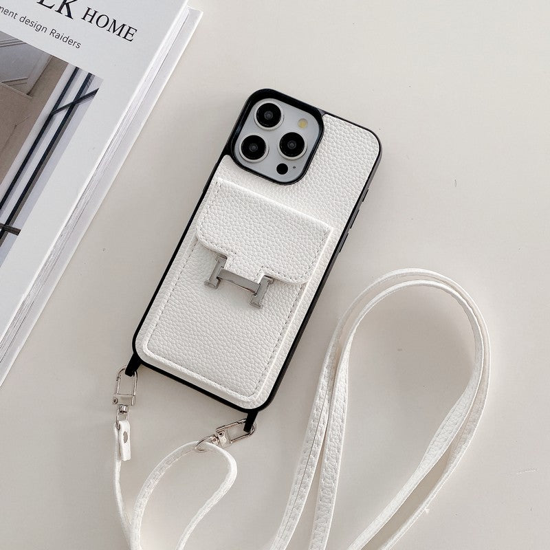 H 카드백 가죽 크로스바디 아이폰 케이스