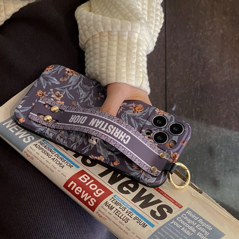 CD 퍼플 & 화이트 손목 밴드 아이폰 케이스