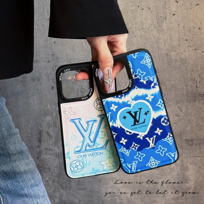 Custodia per iPhone in pelle blu Lou