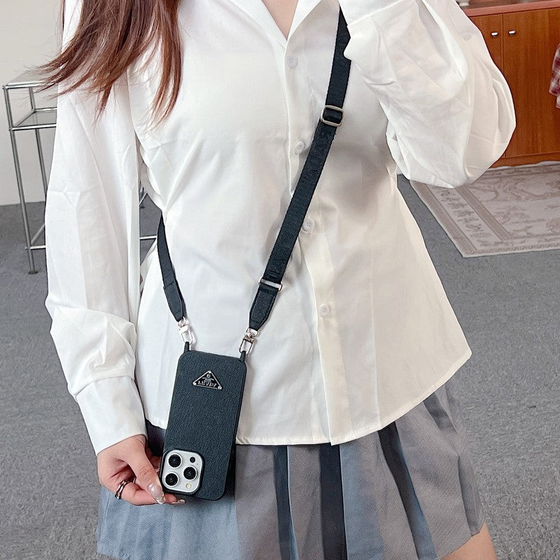 Pra 크로스바디 가죽 아이폰 케이스